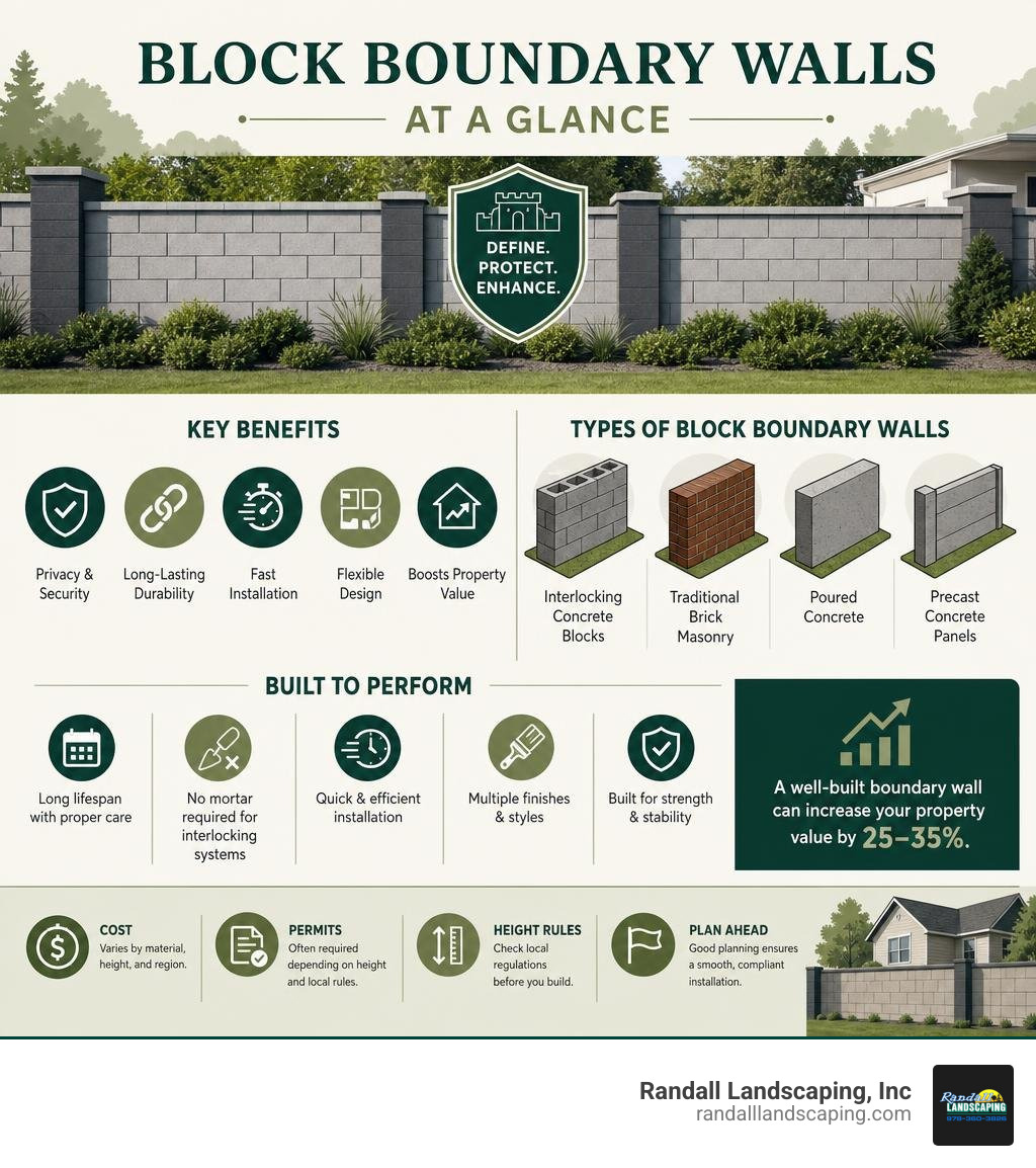 Key benefits and types of block boundary walls at a glance infographic Key benefits and types of block boundary walls at a glance infographic