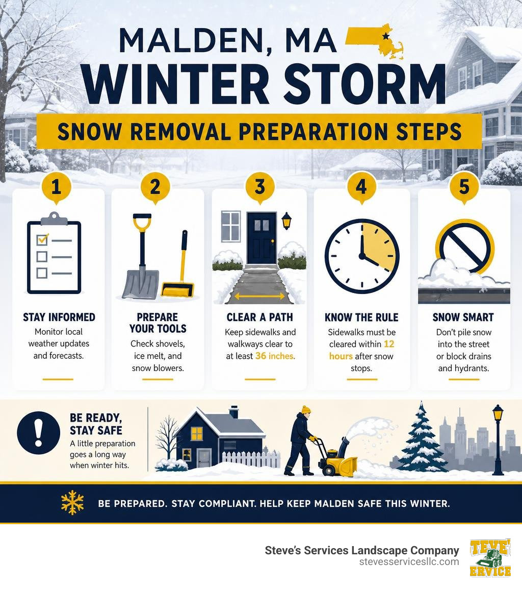 Malden MA winter storm snow removal preparation steps infographic infographic