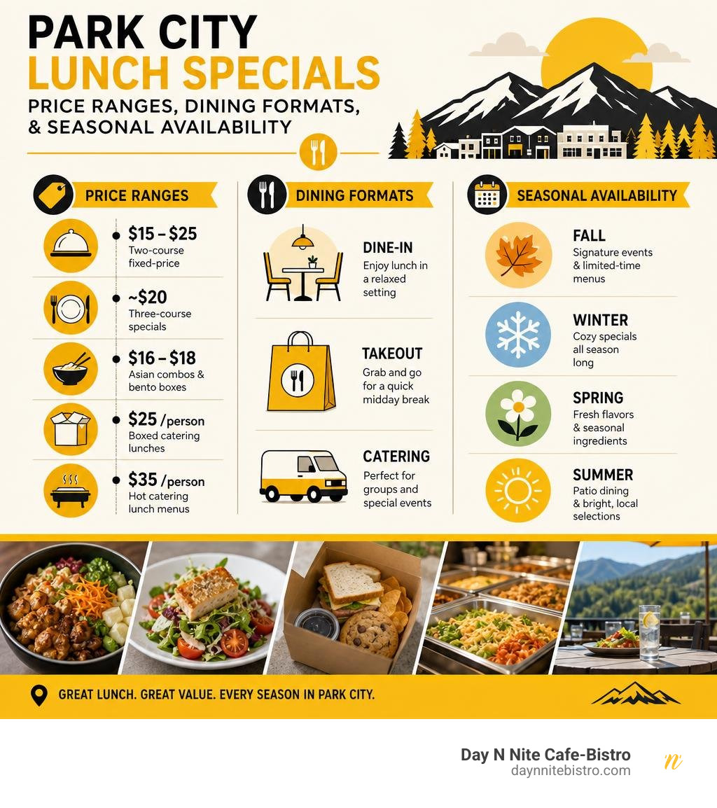 Park City lunch specials price ranges, dining formats, and seasonal availability infographic infographic Park City lunch specials price ranges, dining formats, and seasonal availability infographic infographic