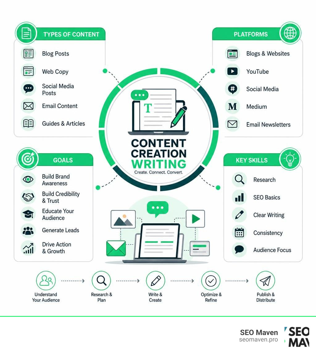 Digital content ecosystem infographic showing types, platforms, goals, and skills for content creation writing infographic Digital content ecosystem infographic showing types, platforms, goals, and skills for content creation writing infographic