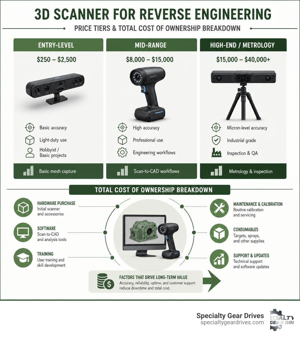 3D scanner reverse engineering price tiers and total cost of ownership breakdown infographic 3D scanner reverse engineering price tiers and total cost of ownership breakdown infographic