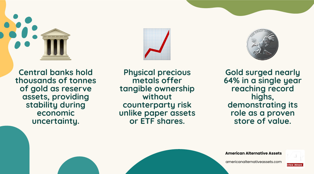 Key benefits of physical precious metals investing for portfolio protection and wealth preservation infographic