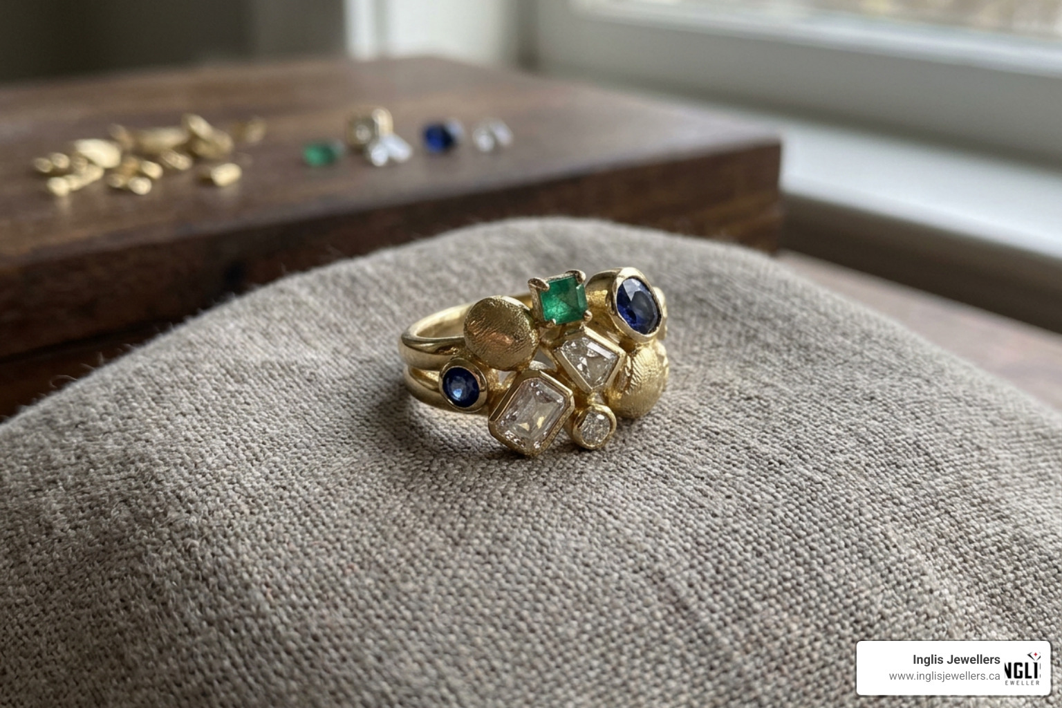 Repurposed heirloom gold and gemstones transformed into modern jewelry Repurposed heirloom gold and gemstones transformed into modern jewelry