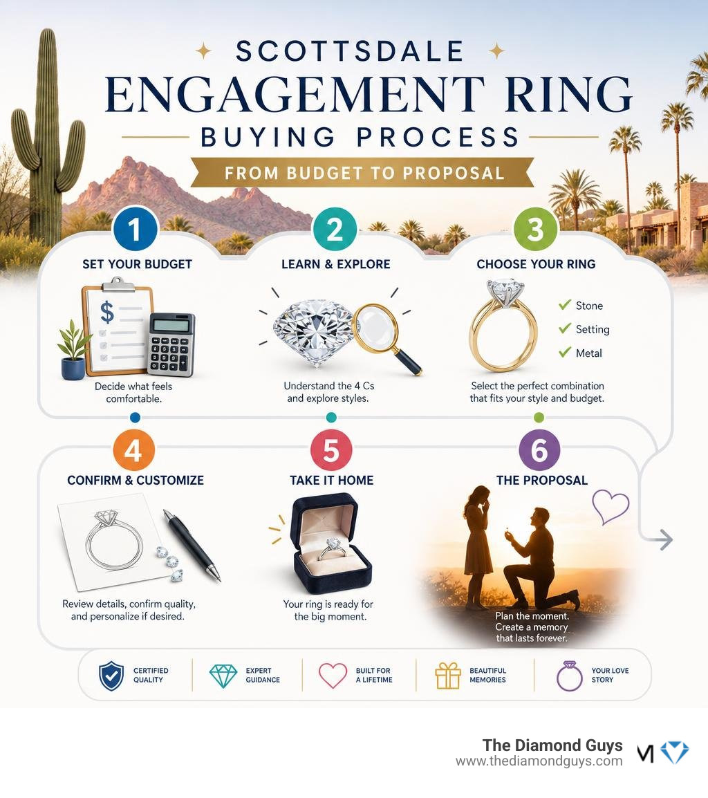 Scottsdale engagement ring buying process from budget to proposal infographic infographic Scottsdale engagement ring buying process from budget to proposal infographic infographic