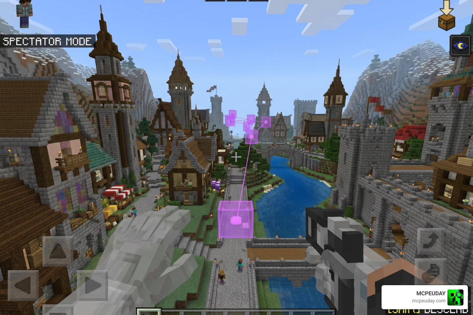 Setting camera path keyframes in Minecraft Bedrock spectator mode
