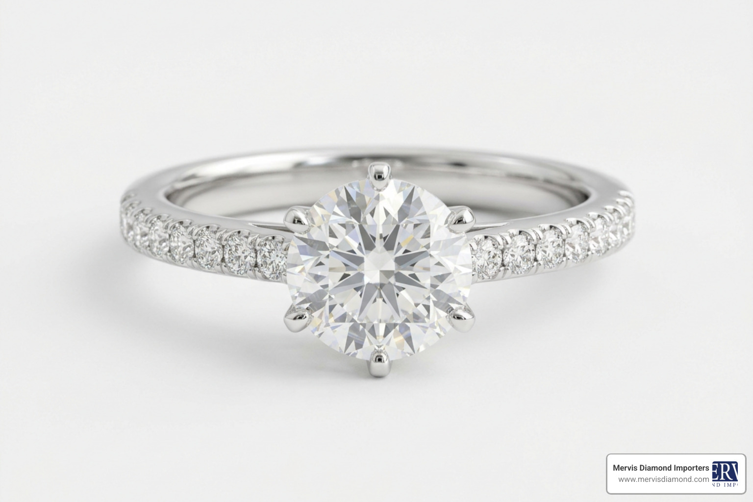 pavé diamond ring setting with side stones