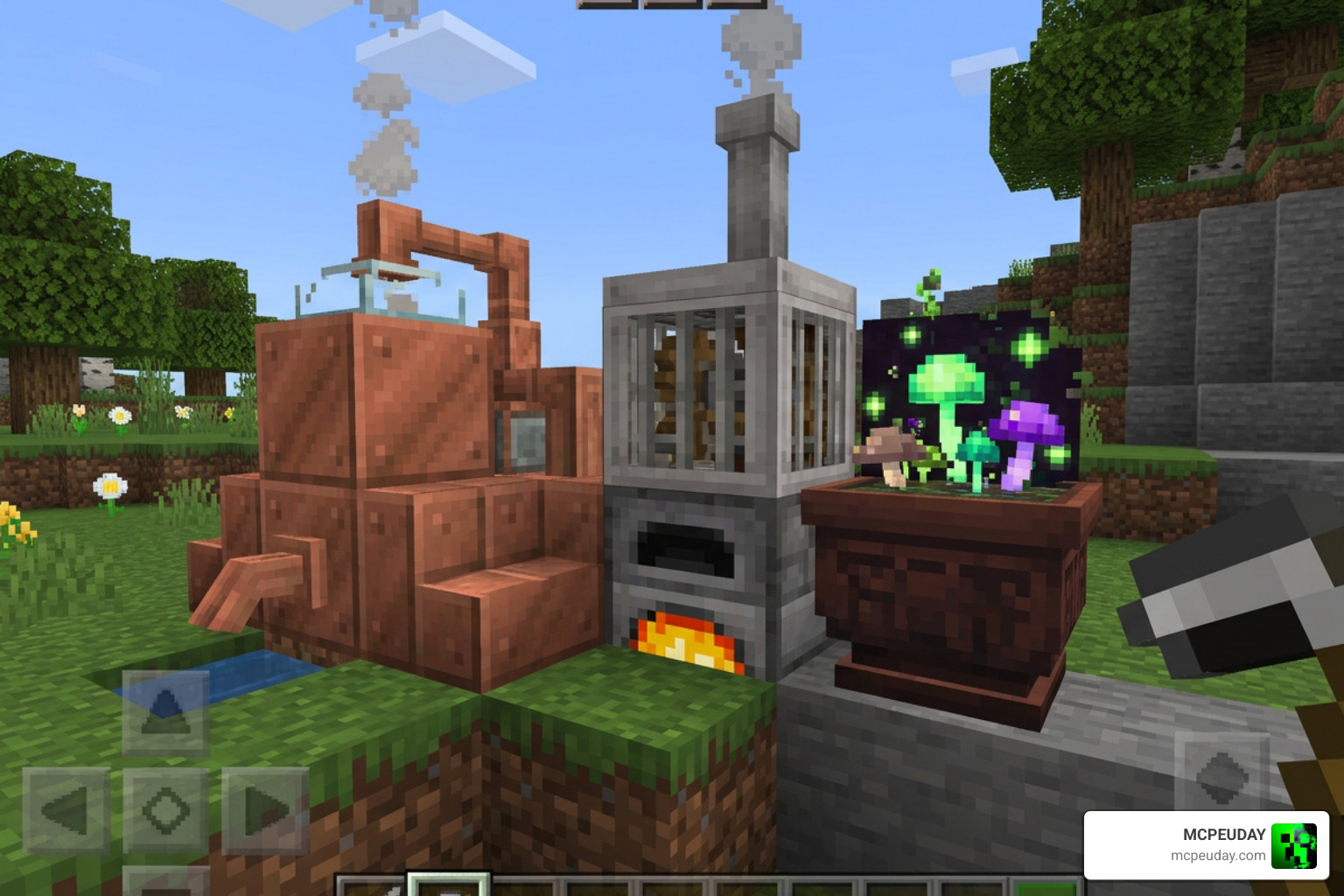 Custom blocks including Evaporators and Spore Pots