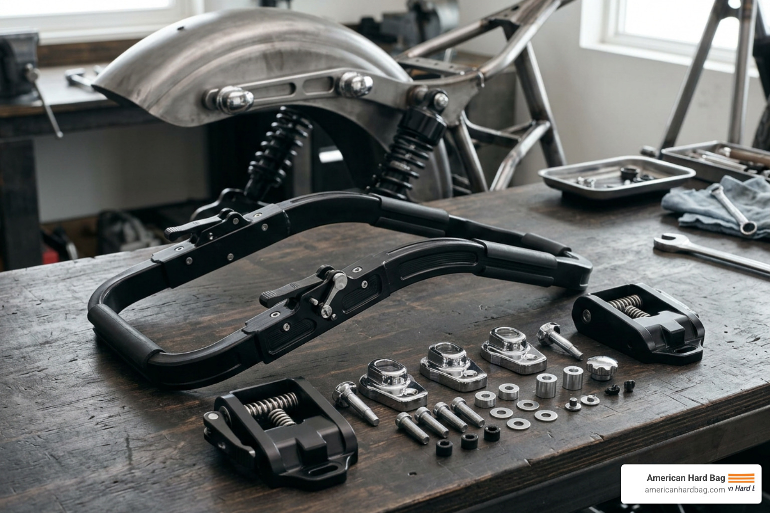 Quick-detach mounting rack and docking hardware kit