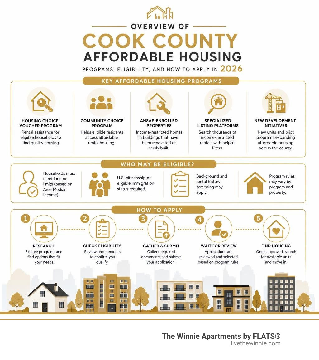 Overview of Cook County affordable housing programs, eligibility, and how to apply in 2026 infographic Overview of Cook County affordable housing programs, eligibility, and how to apply in 2026 infographic