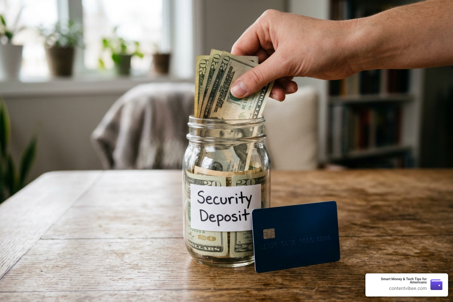 Secured credit card security deposit concept