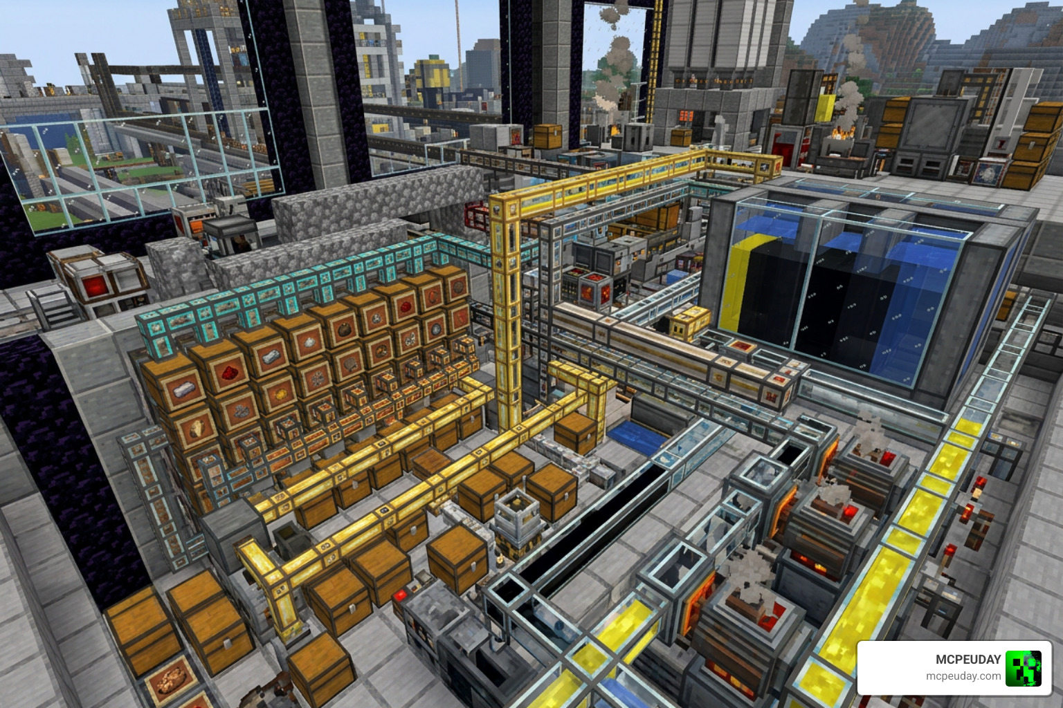 Advanced pipe network sorting items and fluids using specialized addon pipes