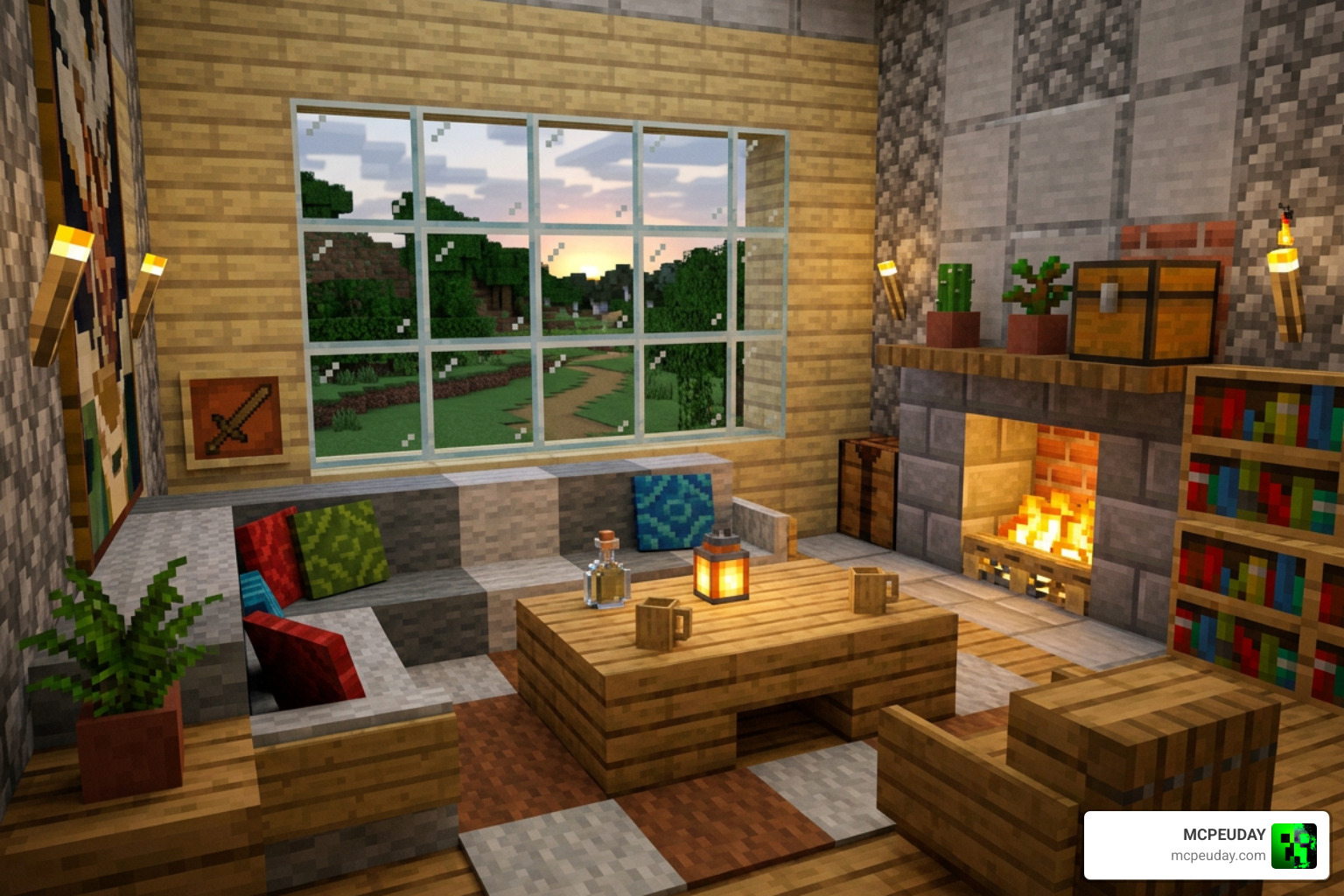 Minecraft living room decorated with Craftopia furniture Minecraft living room decorated with Craftopia furniture