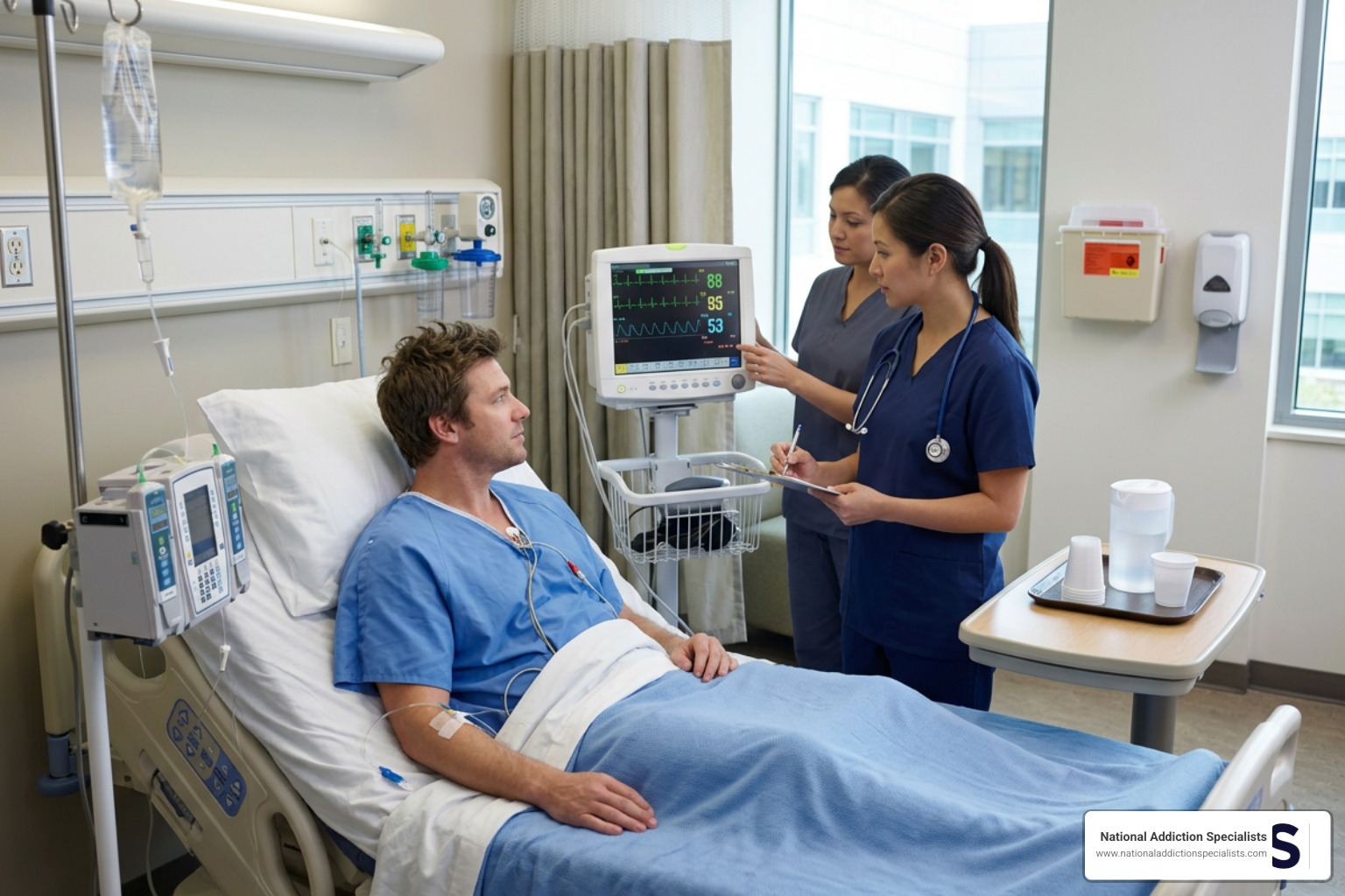 Clinical medical detox setting with professional monitoring