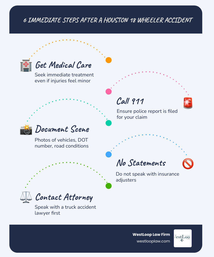 Infographic: 6 immediate steps to take after a Houston 18 wheeler accident claim infographic Infographic: 6 immediate steps to take after a Houston 18 wheeler accident claim infographic