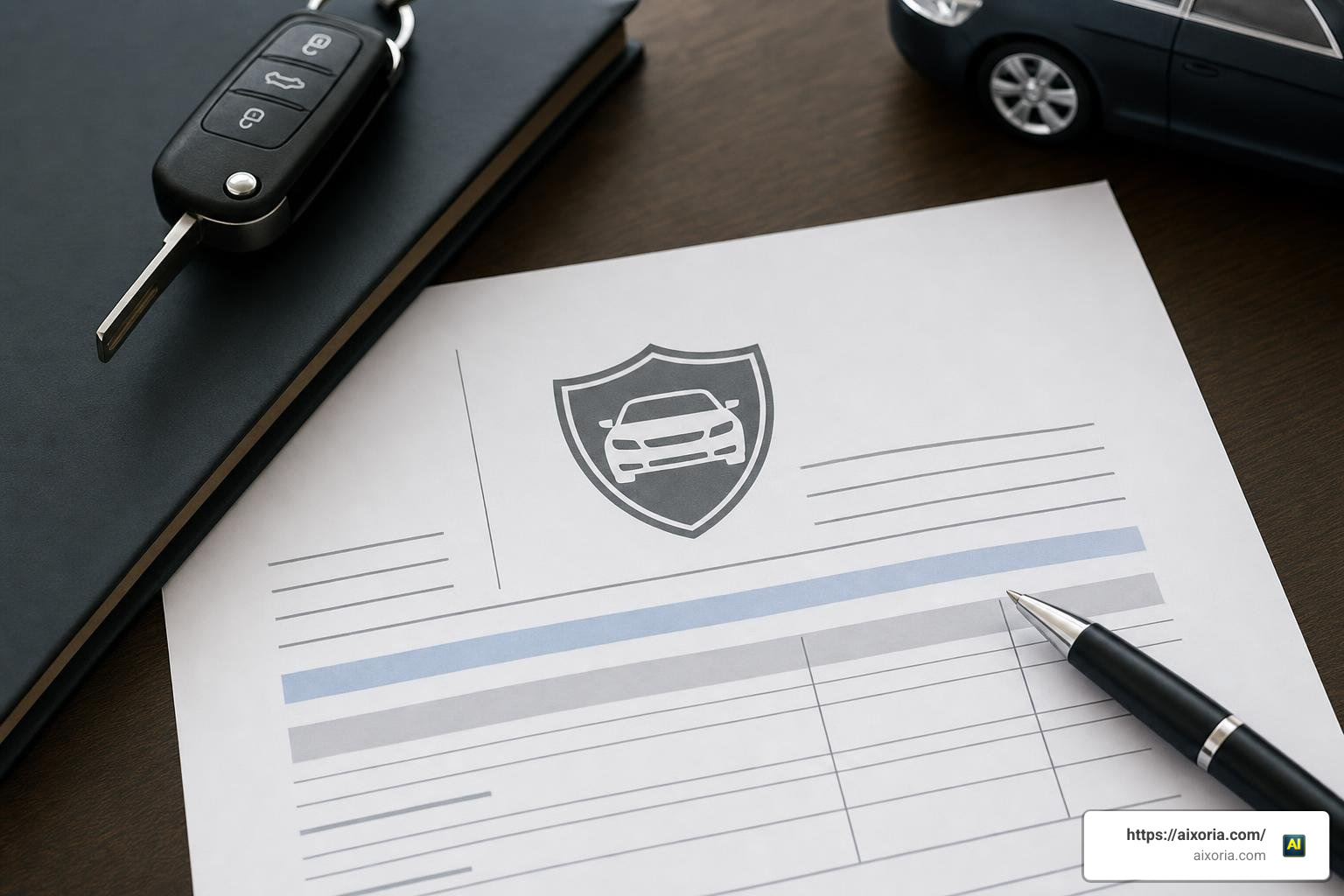 Car insurance policy document with BlueFire branding details Car insurance policy document with BlueFire branding details