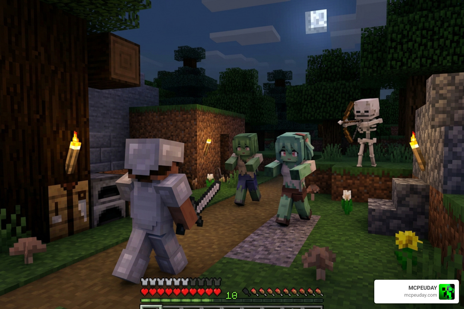 Modified mob models in Minecraft Bedrock showcasing anime transformations