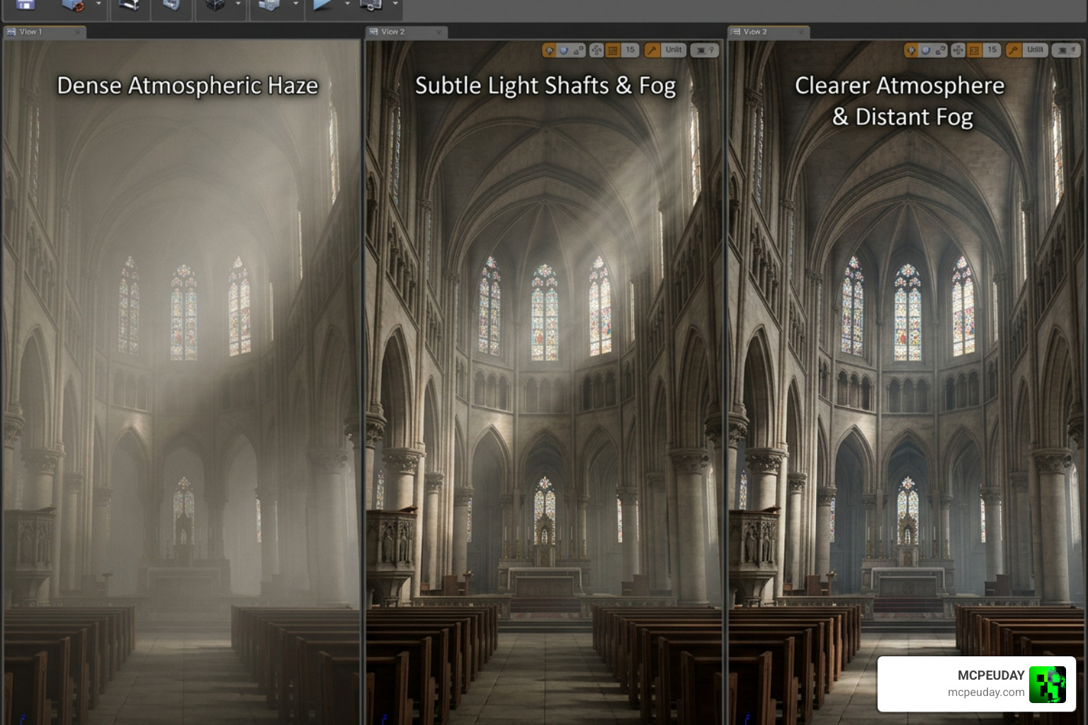 Comparing different volumetric fog assets in rendering engines