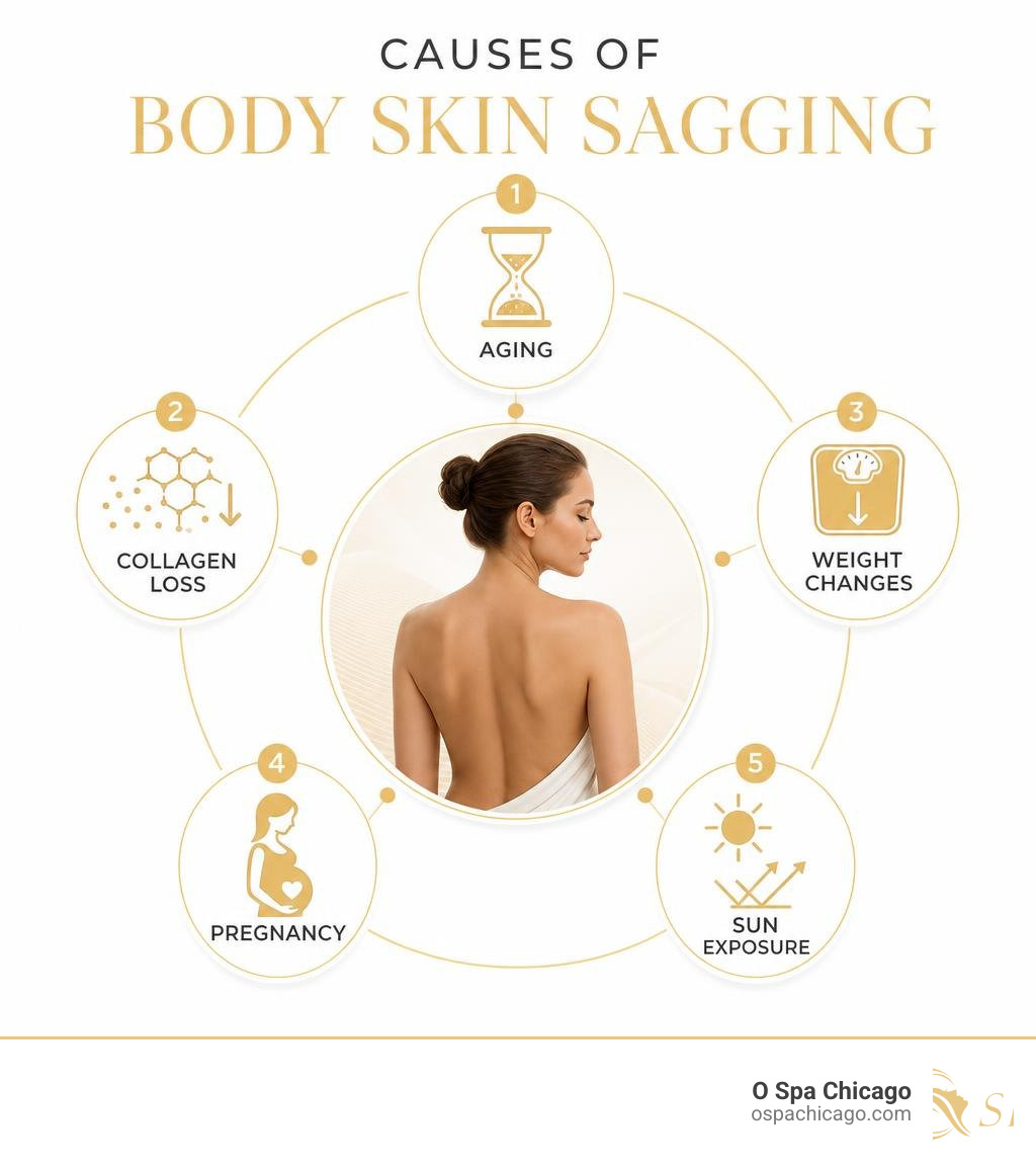 causes of body skin sagging: aging, collagen loss, weight changes, pregnancy, sun exposure infographic causes of body skin sagging: aging, collagen loss, weight changes, pregnancy, sun exposure infographic