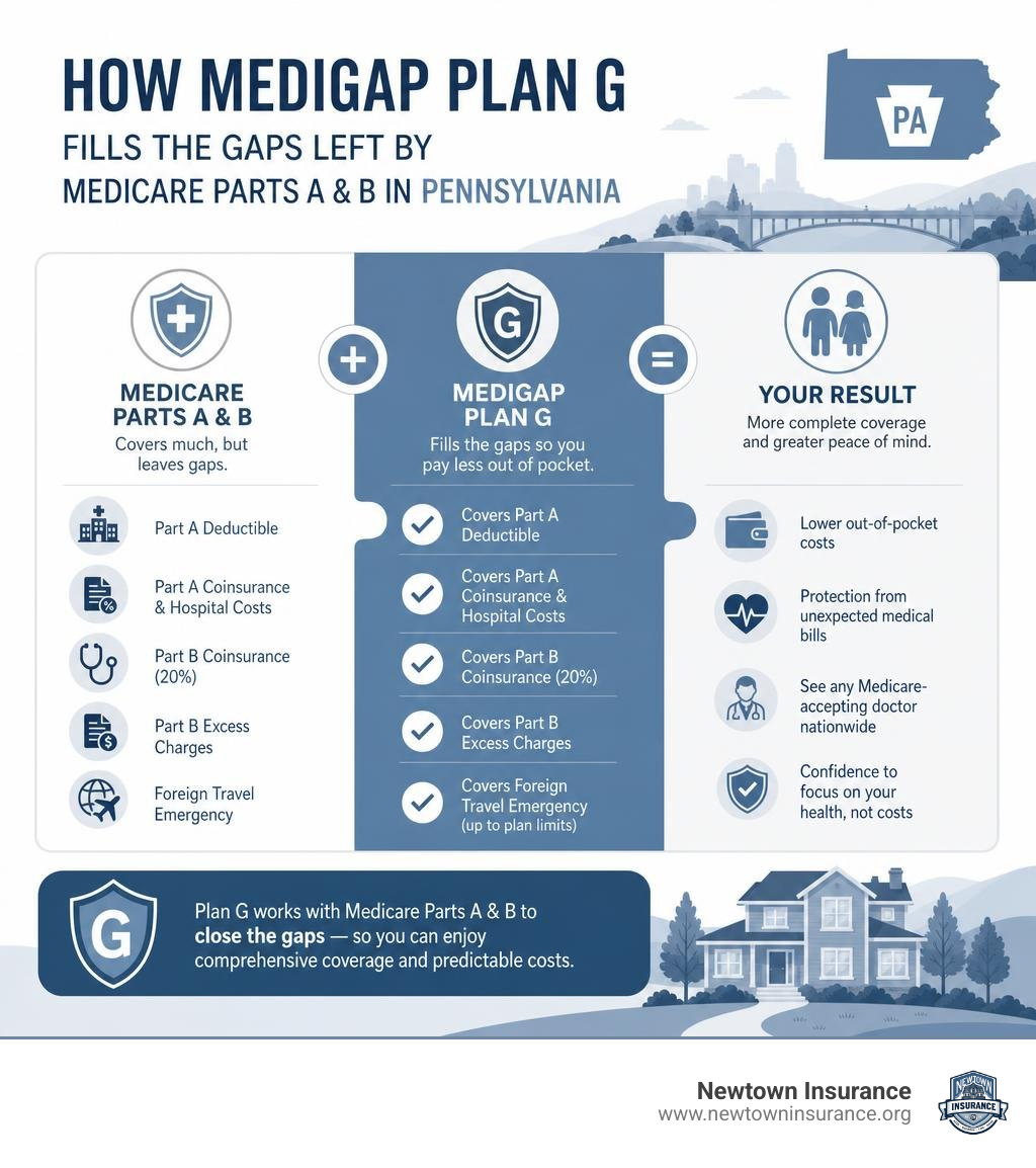 How Medigap Plan G fills the gaps left by Medicare Parts A and B in Pennsylvania infographic