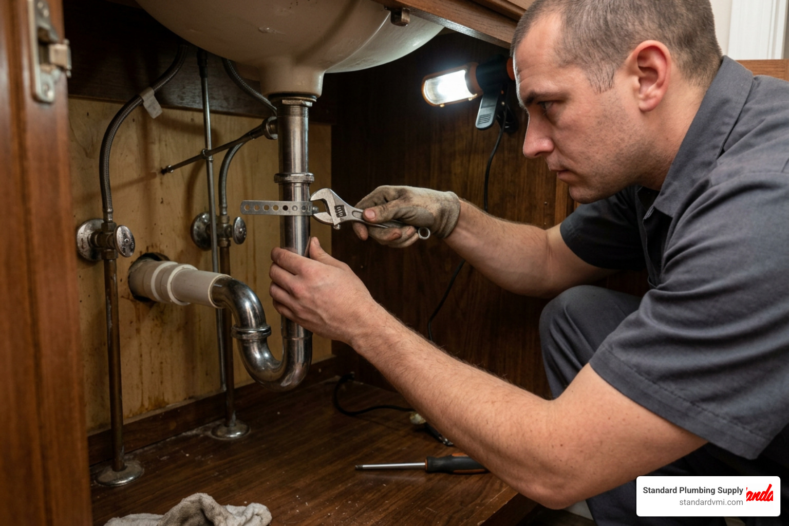 adjusting a clevis strap under the sink