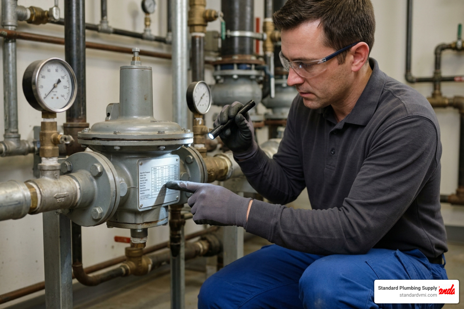Image of a technician checking a regulator's BTU rating Image of a technician checking a regulator's BTU rating