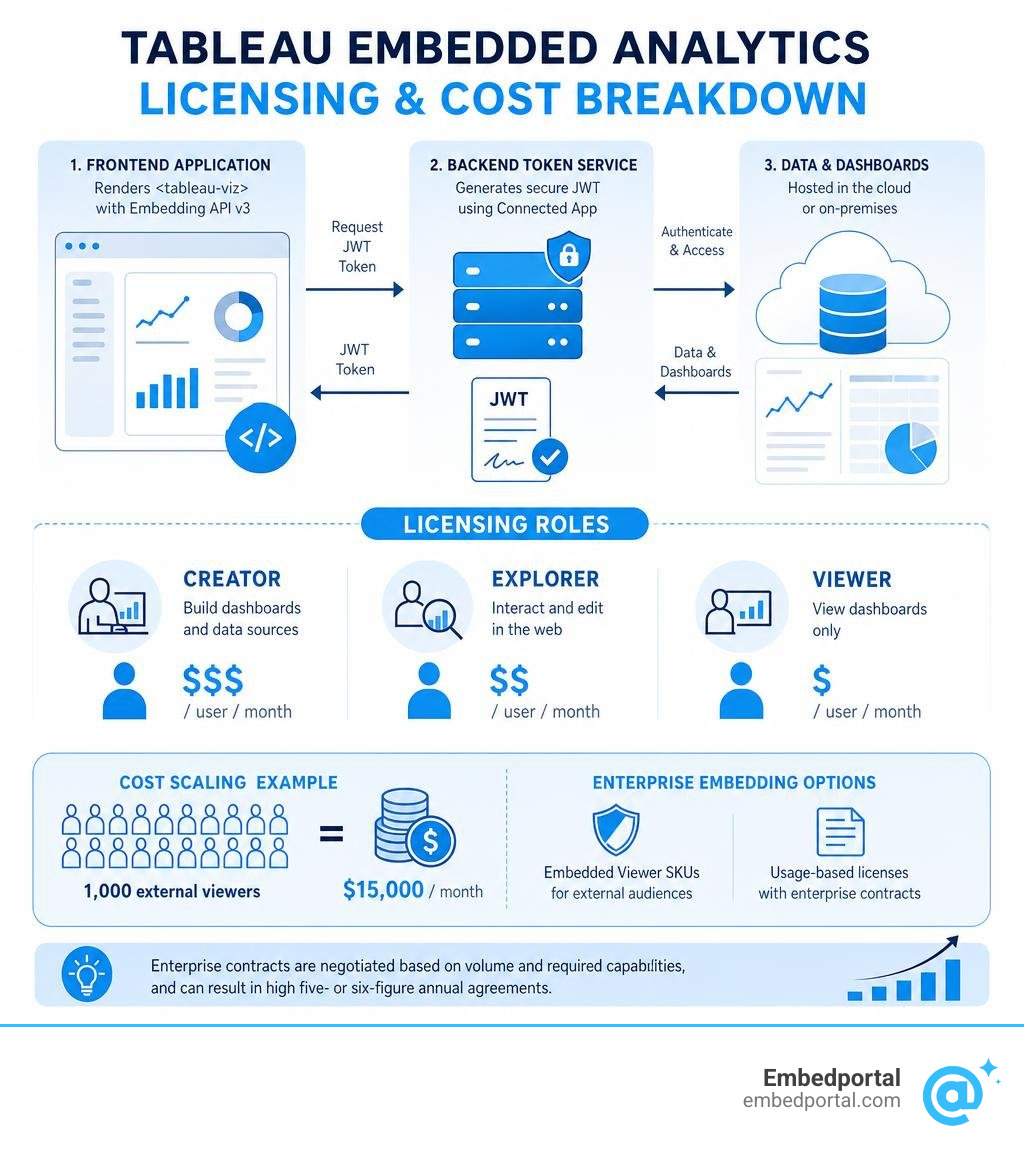 Tableau embedded analytics licensing and cost breakdown infographic Tableau embedded analytics licensing and cost breakdown infographic