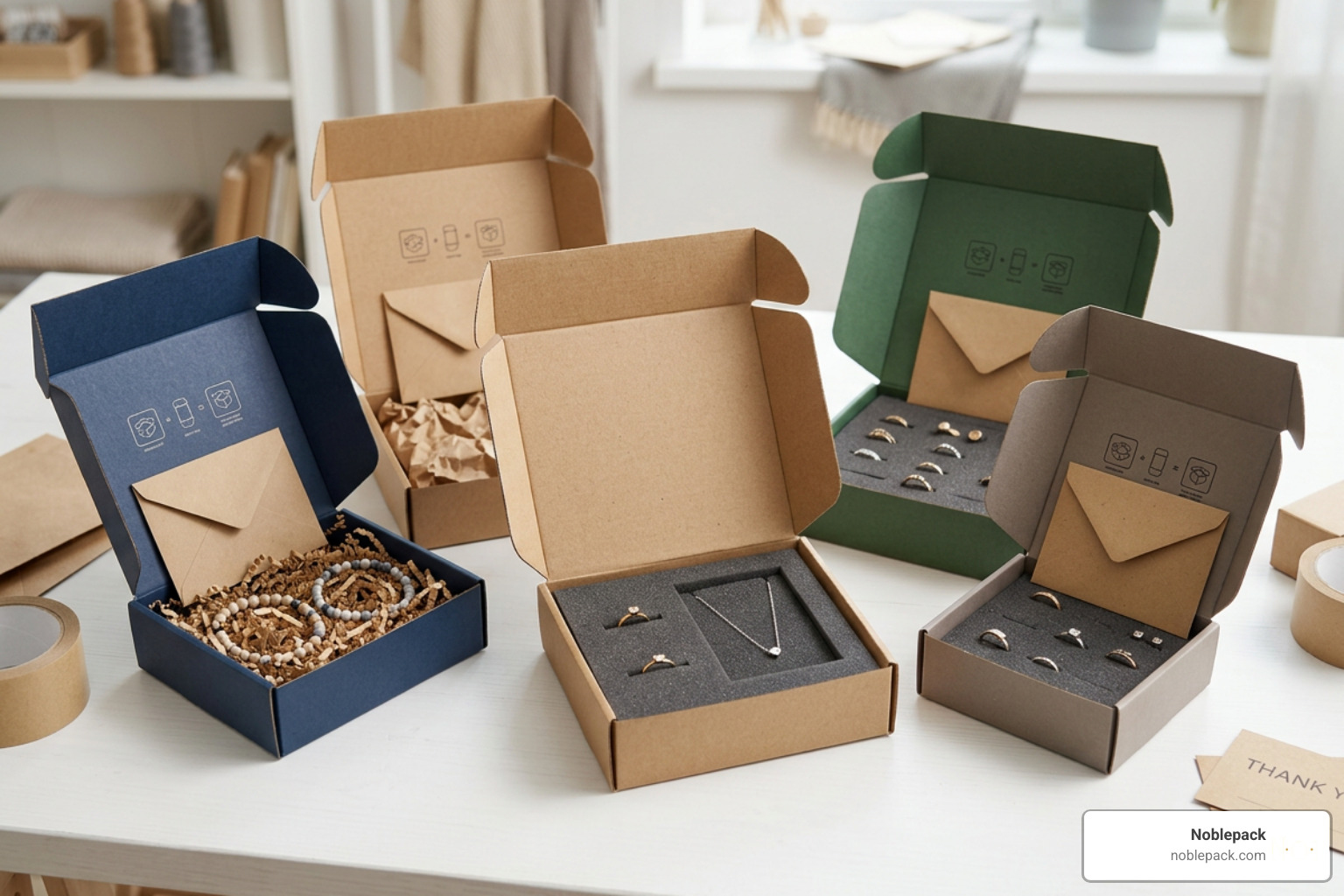 Custom jewelry mailer boxes packed with secure inserts Custom jewelry mailer boxes packed with secure inserts