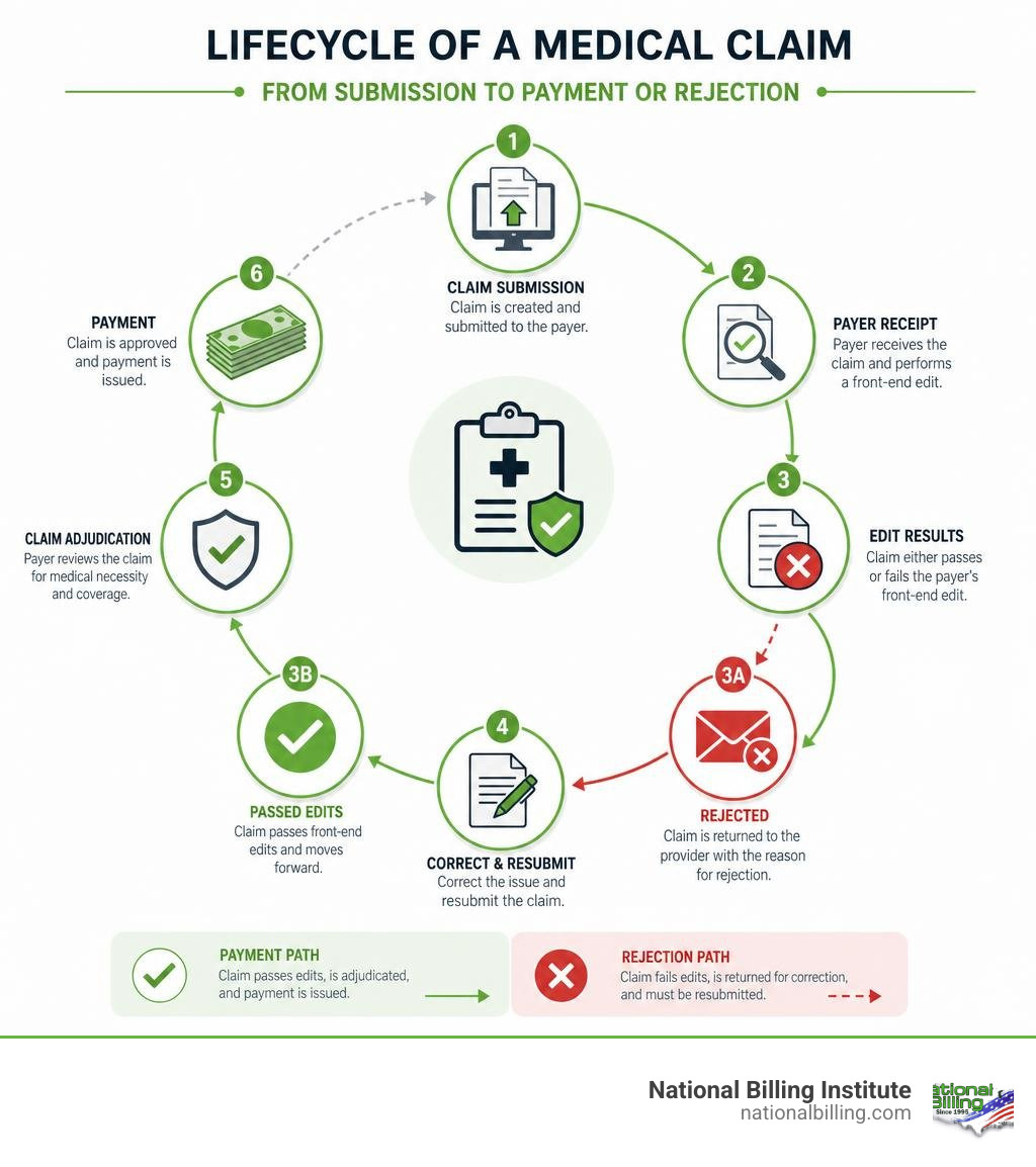 Lifecycle of a medical claim from submission to payment or rejection infographic infographic Lifecycle of a medical claim from submission to payment or rejection infographic infographic