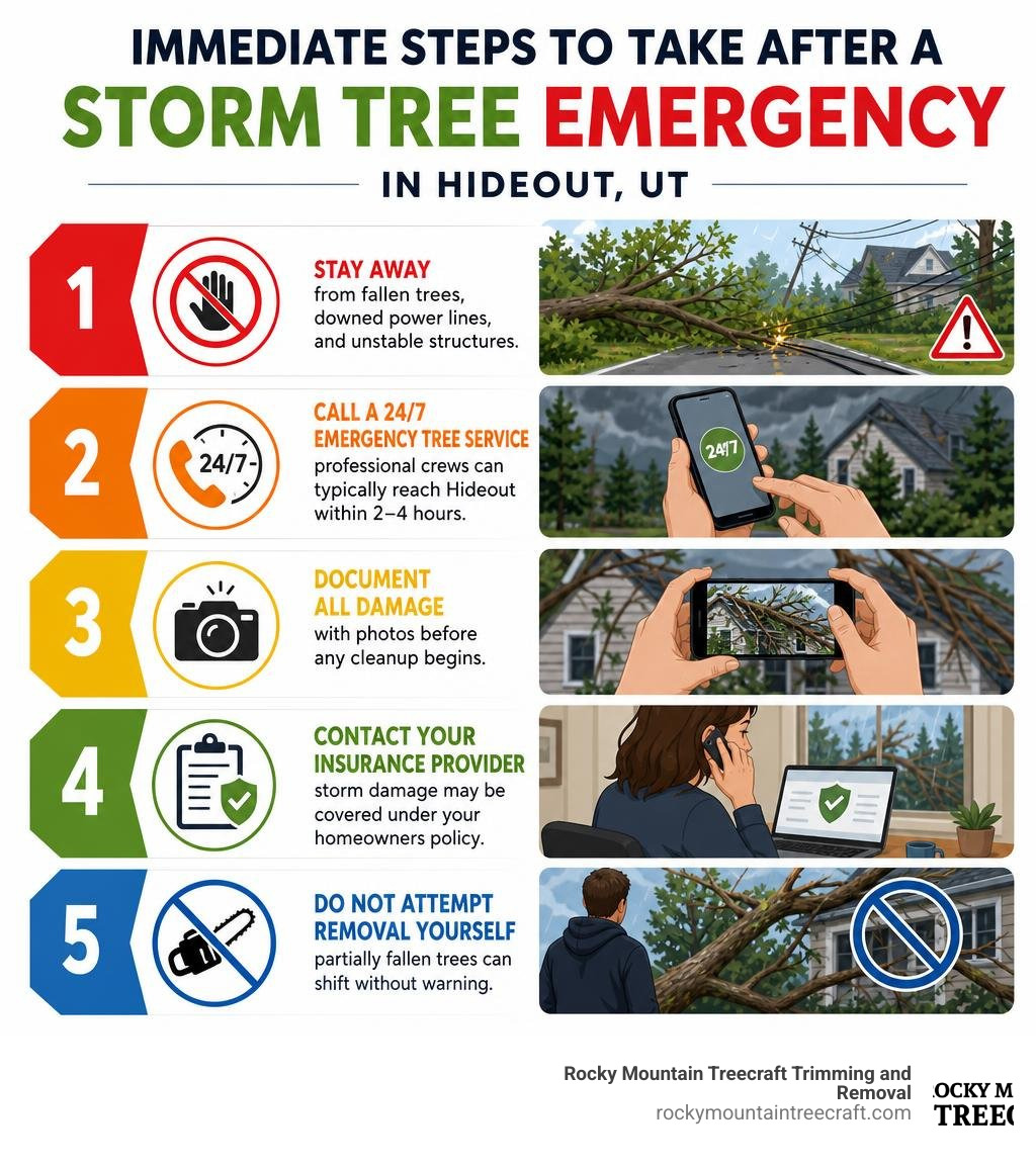 Immediate steps to take after a storm tree emergency in Hideout UT infographic Immediate steps to take after a storm tree emergency in Hideout UT infographic