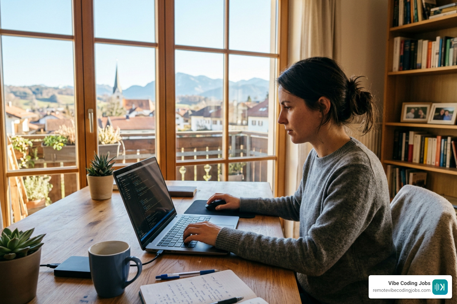 Remote developer working from a beautiful European home office