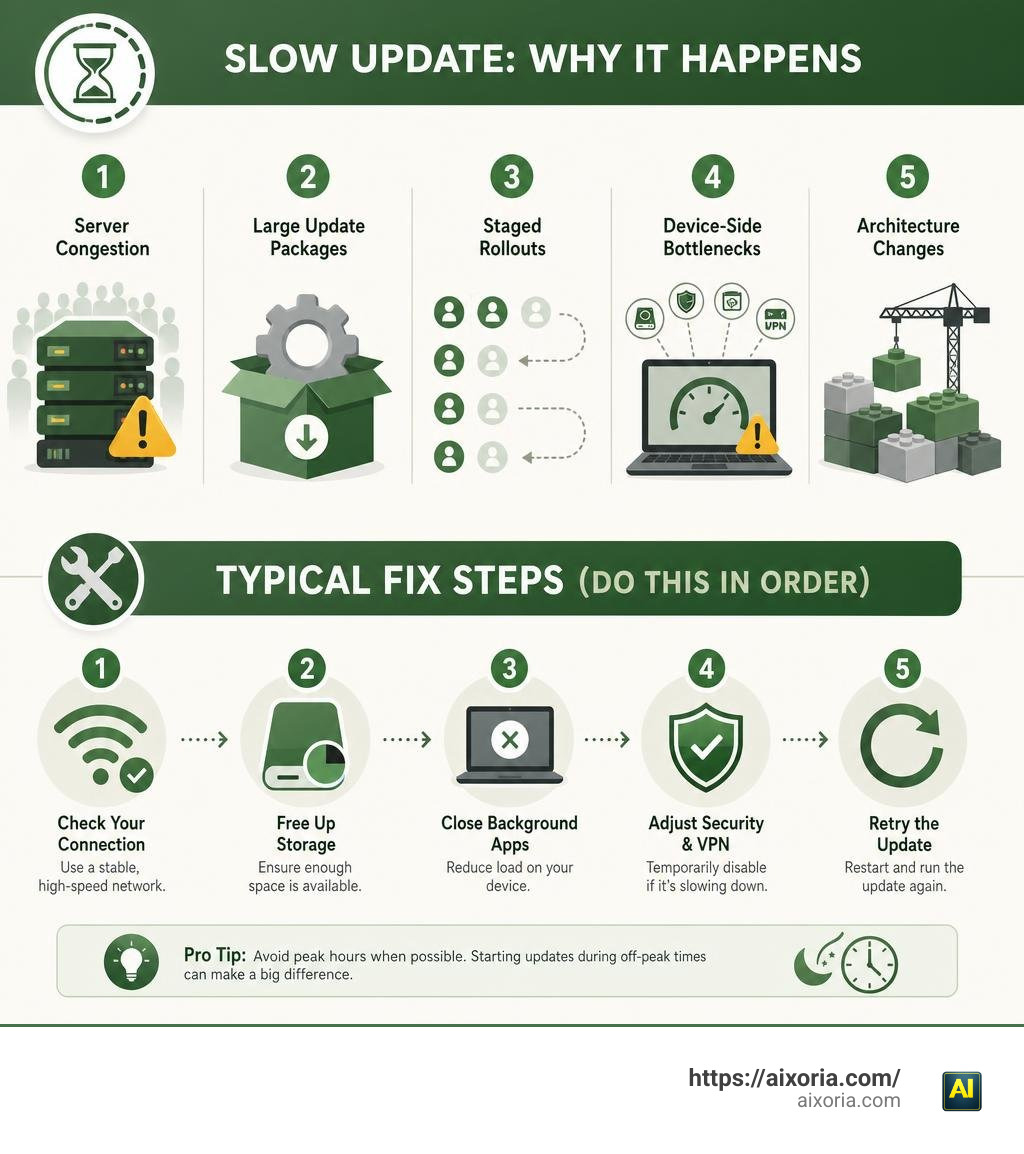 UhoeBeans slow update causes and typical fix steps infographic infographic