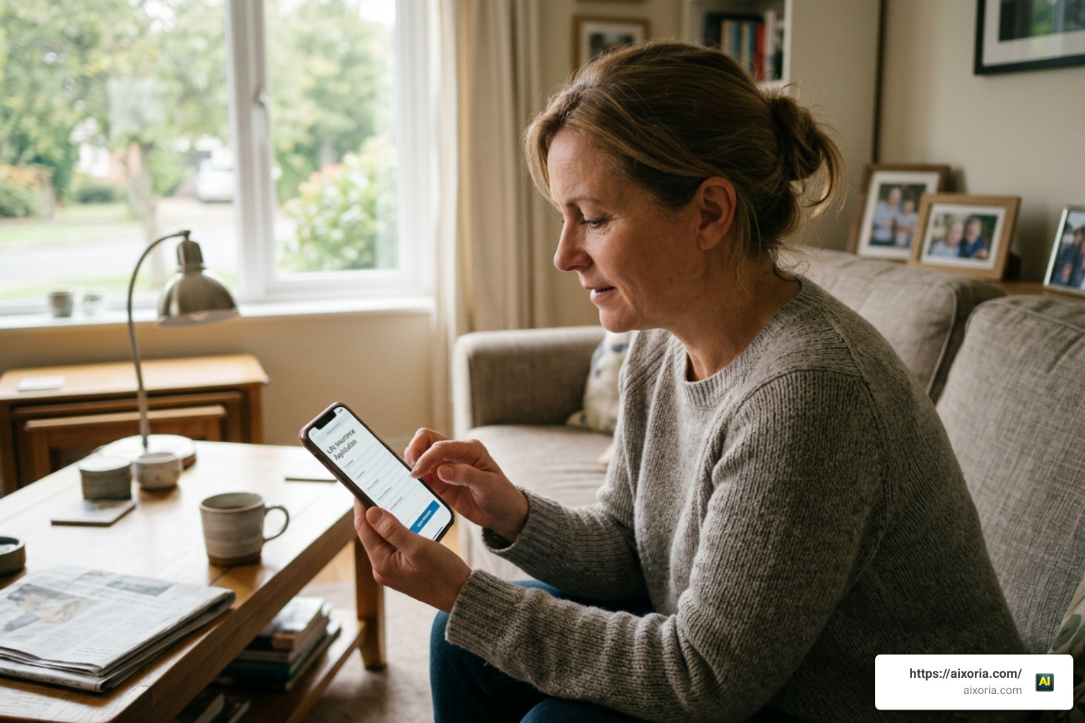 Applying for life insurance online on a smartphone