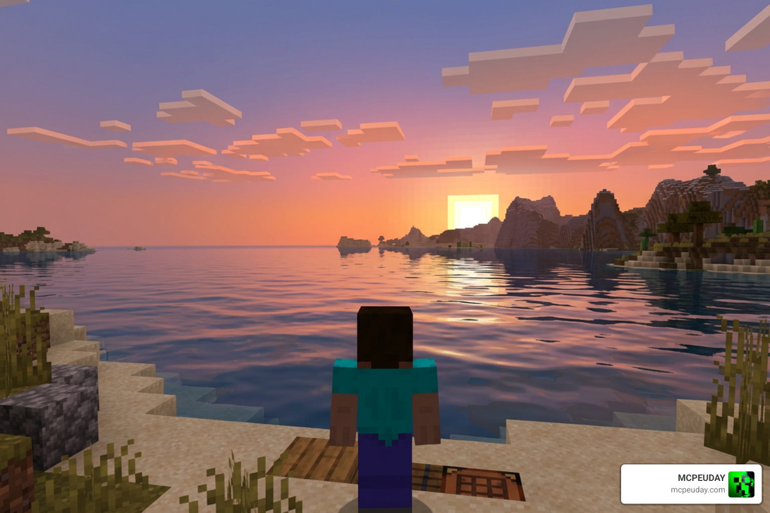 Realistic water and reflections in Minecraft Bedrock using Sypher Vibrant Visuals