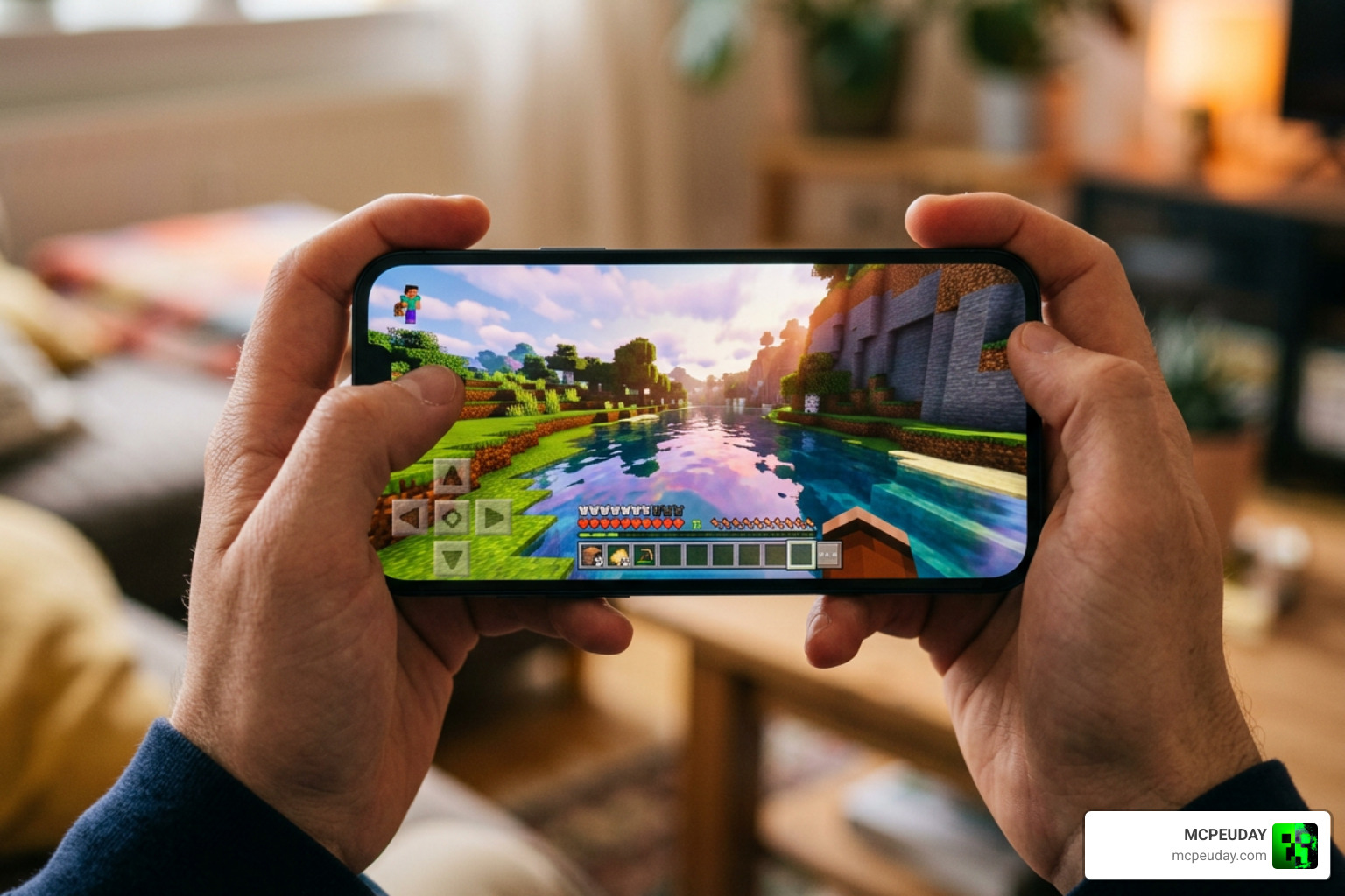 Minecraft PE running shaders on a mobile device