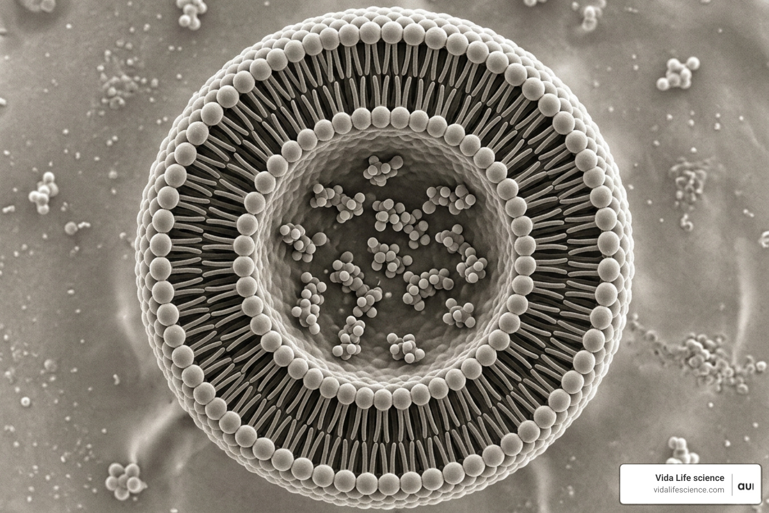 The microscopic structure of a liposome protecting glutathione within its core