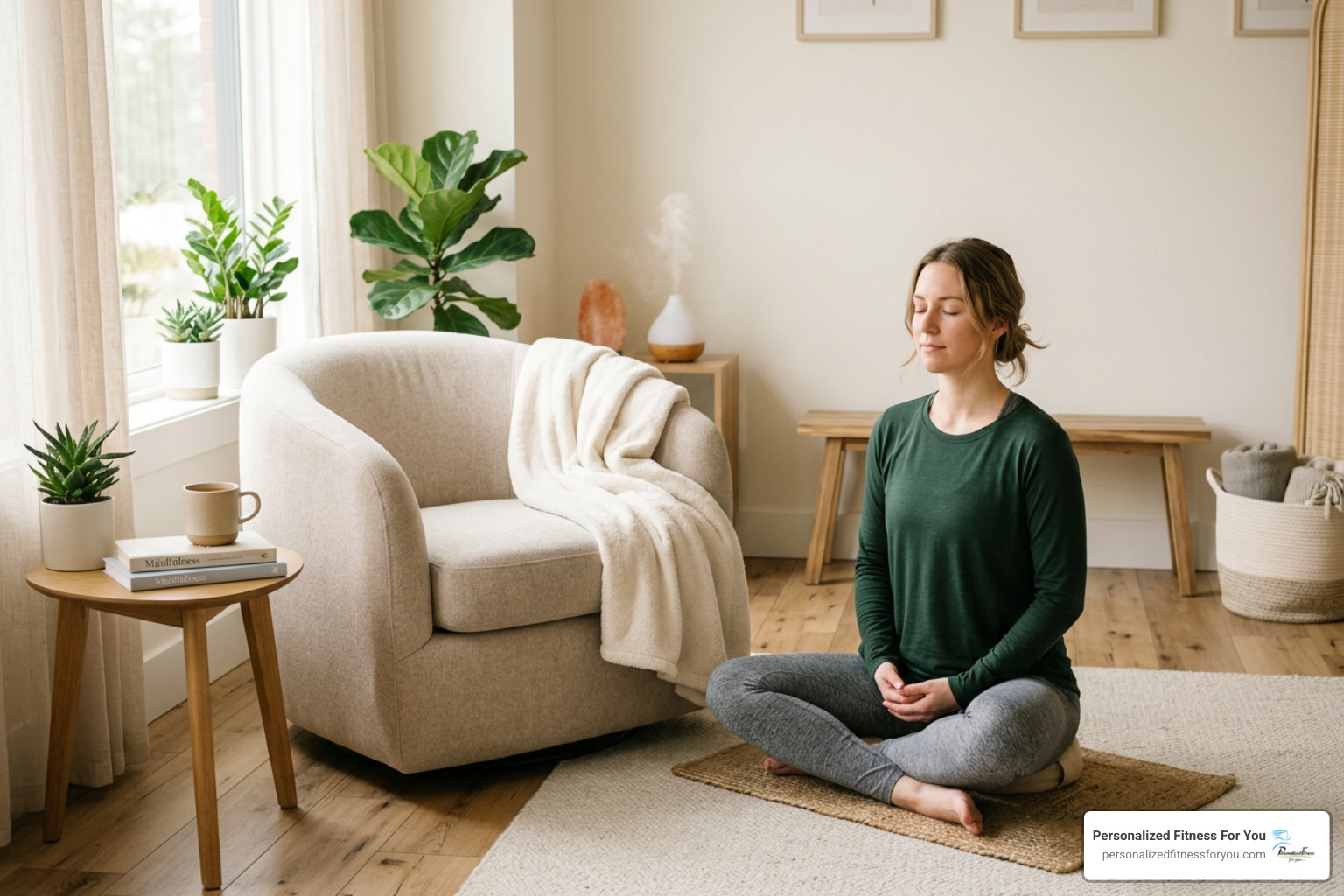 Comfortable, brightly lit seating setup for breathing exercises in our Winona Lake studio Comfortable, brightly lit seating setup for breathing exercises in our Winona Lake studio