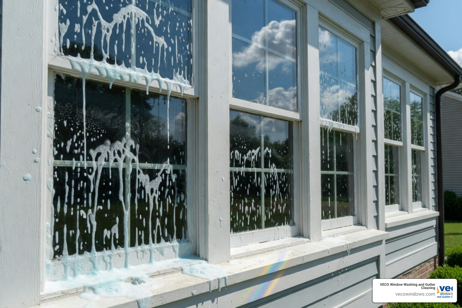 A person using a squeegee on an exterior window in an S-pattern motion - outside glass cleaning