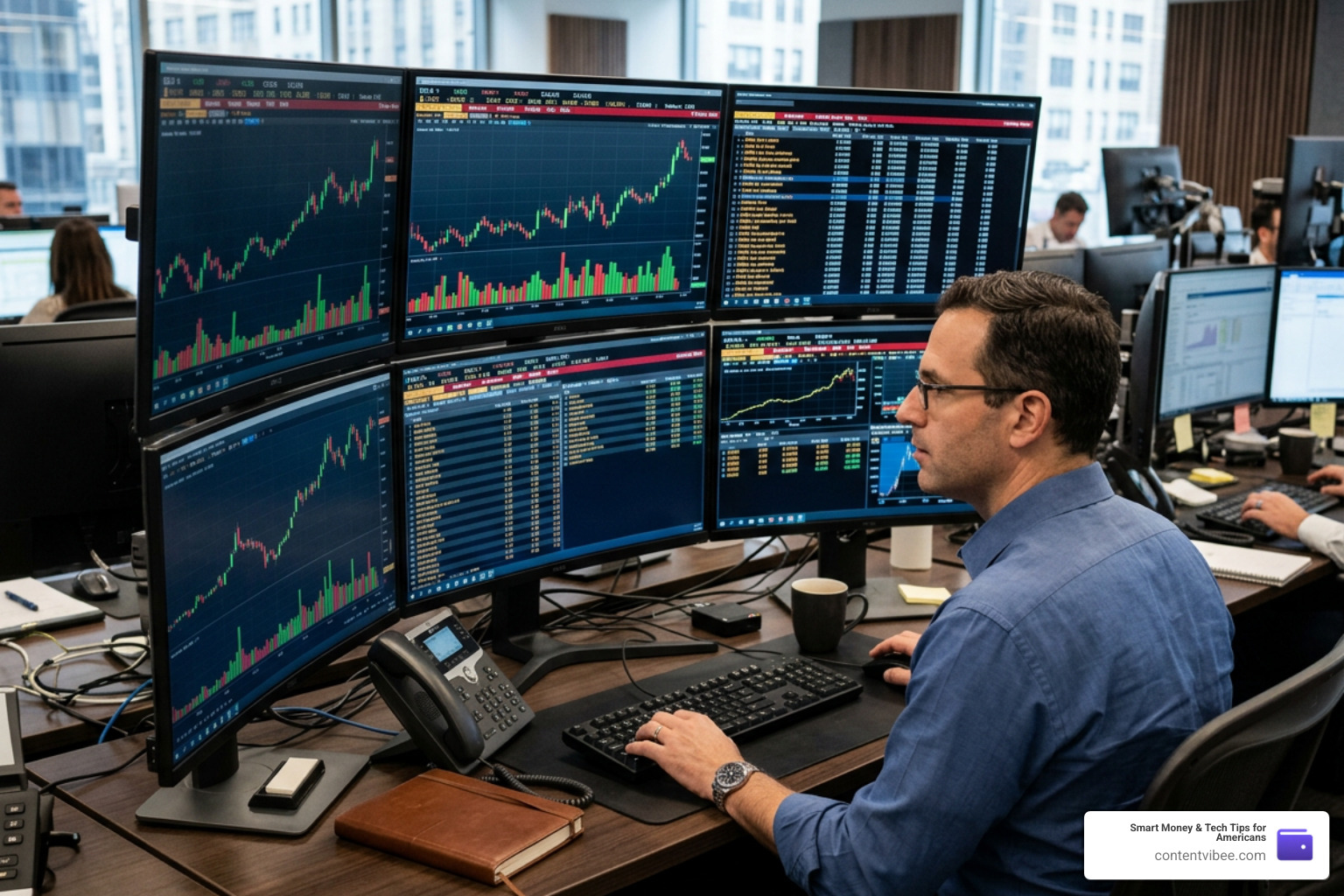 Trading desk showing options volume and regulatory fees