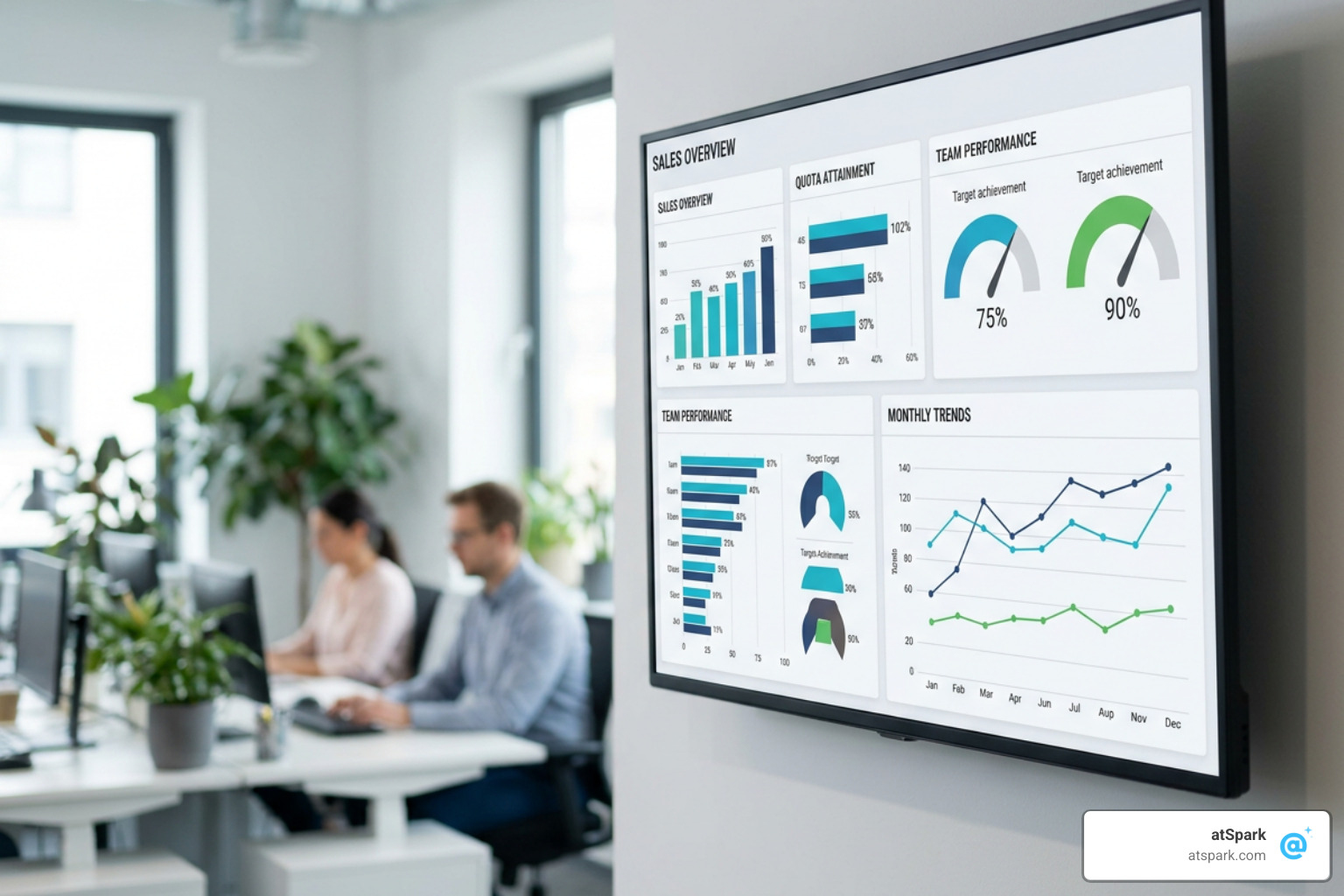 dashboard showing sales quota attainment metrics
