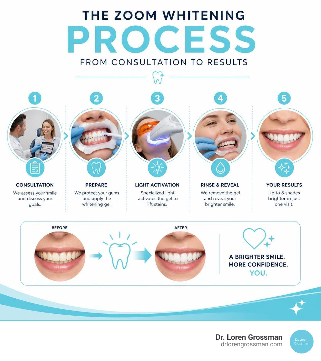 Zoom whitening process steps from consultation to results infographic infographic Zoom whitening process steps from consultation to results infographic infographic
