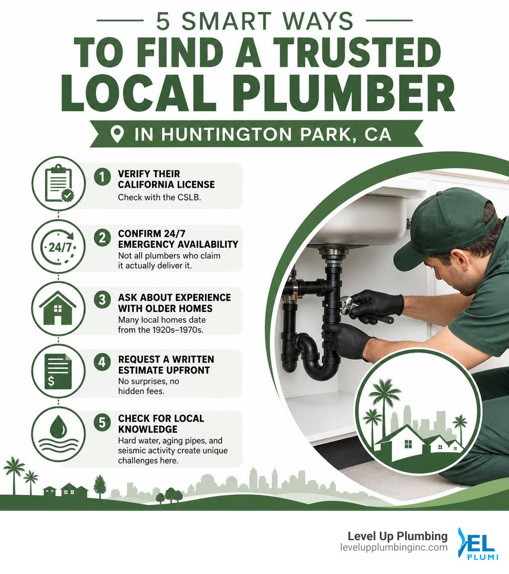 Infographic: 5 smart ways to find a trusted local plumber in Huntington Park CA infographic