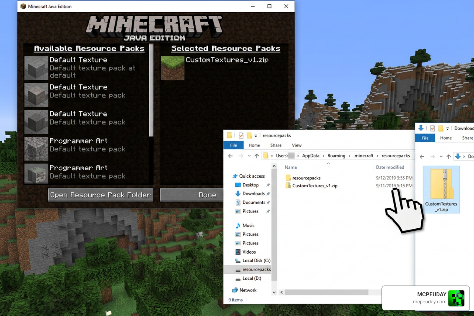 Step-by-step resource pack installation process