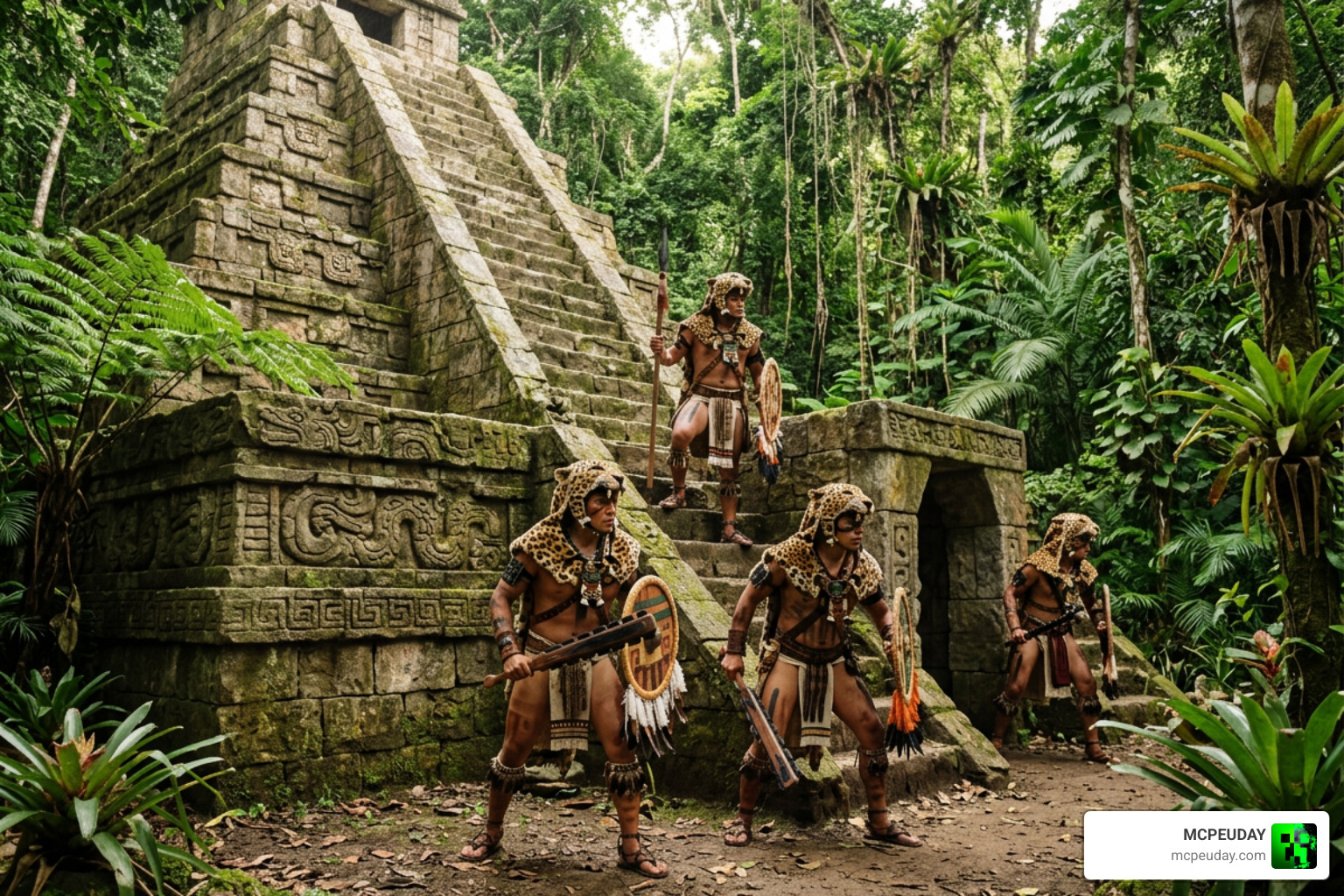 Ocelotzin jaguar warriors defending their ancient jungle temple Ocelotzin jaguar warriors defending their ancient jungle temple