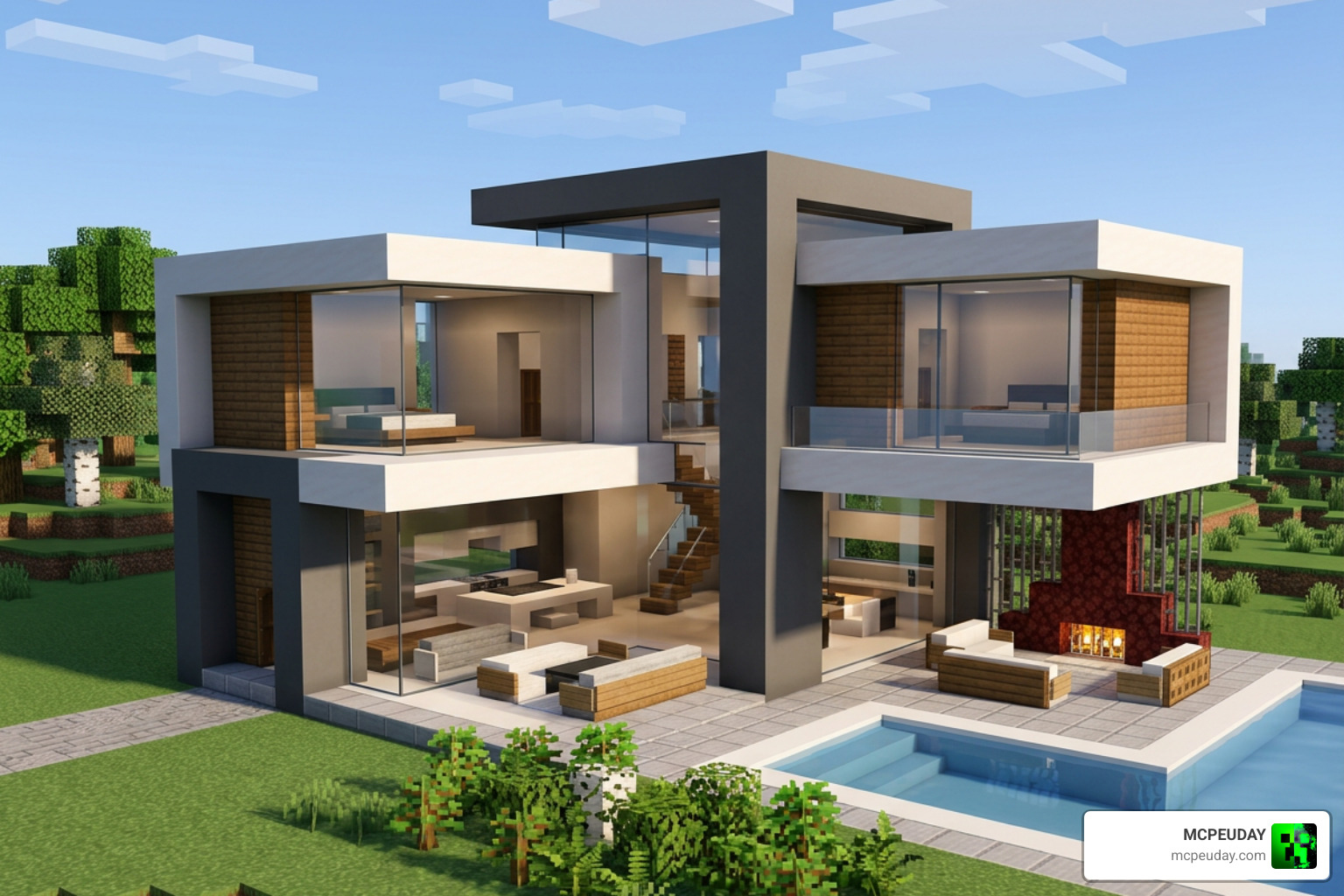 Borderless Glass Resource Pack seamless modern Minecraft build Borderless Glass Resource Pack seamless modern Minecraft build