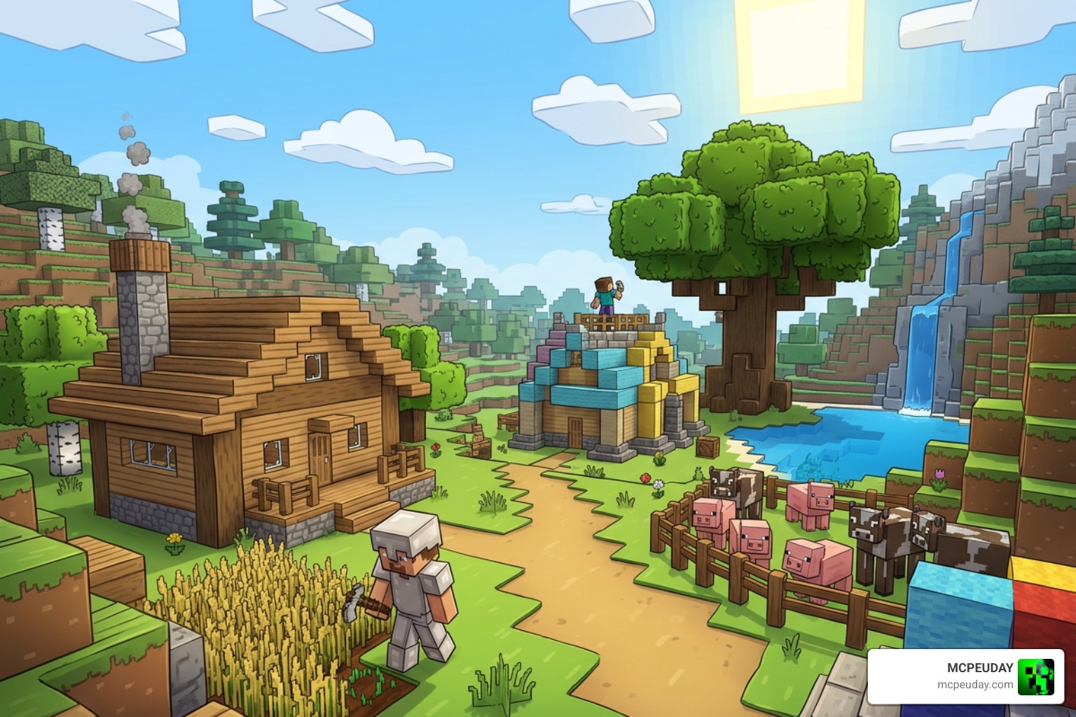 ToonCraft resource pack with shaders enabled showcasing 3D depth ToonCraft resource pack with shaders enabled showcasing 3D depth
