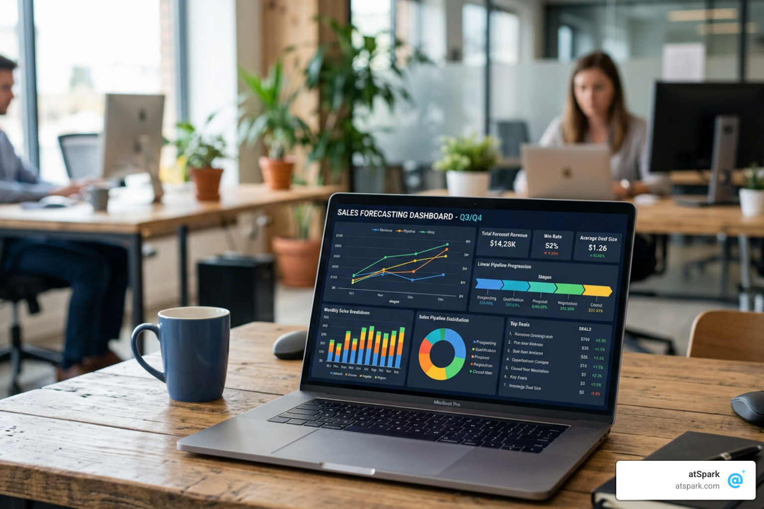 Automated CRM forecasting dashboard showing weighted sales pipeline metrics Automated CRM forecasting dashboard showing weighted sales pipeline metrics