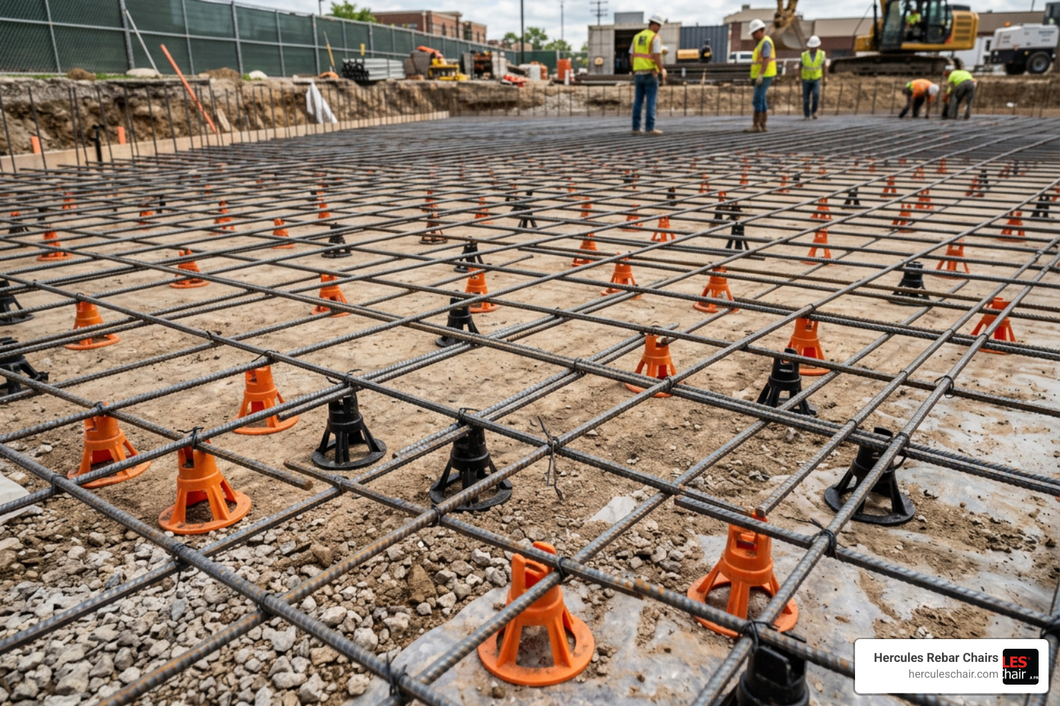 rebar grid properly spaced and supported by chairs before concrete placement rebar grid properly spaced and supported by chairs before concrete placement