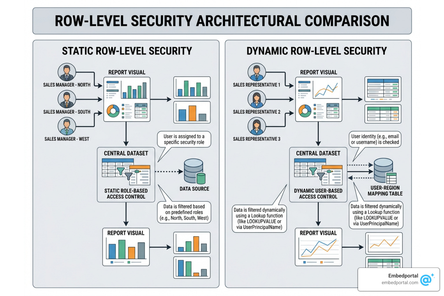 Comparison of static vs dynamic RLS architecture in Power BI Comparison of static vs dynamic RLS architecture in Power BI