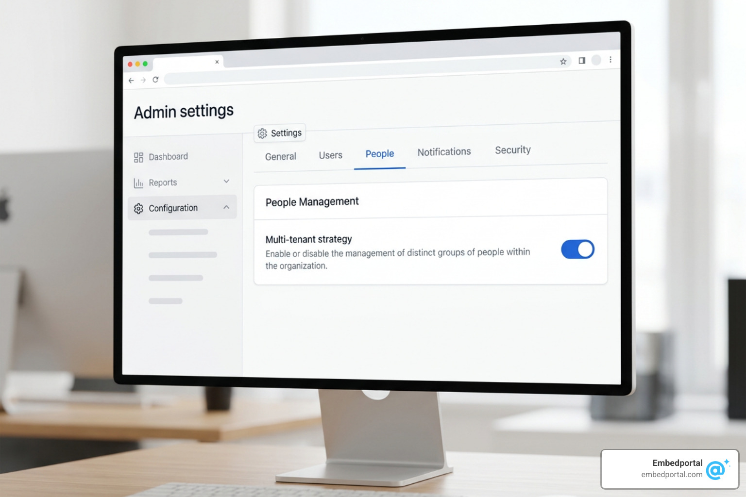 Metabase Admin settings interface for enabling multi-tenant strategy