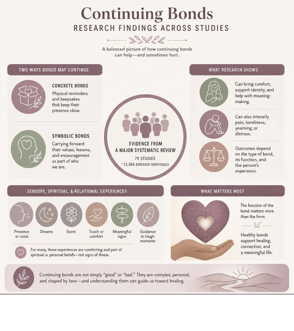 continuing bonds research findings across studies infographic continuing bonds research findings across studies infographic